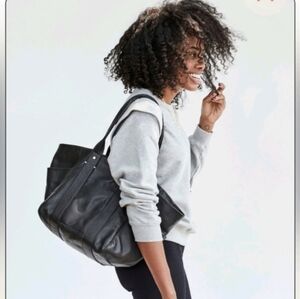 Clare V. Le box buttery soft black leather shoulder tote